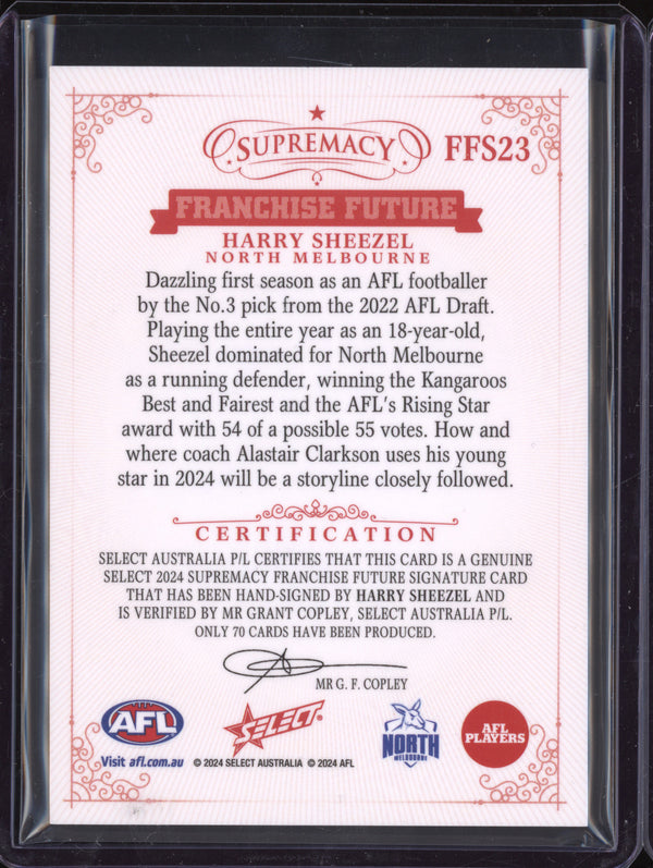 Harry Sheezel 2024 Select Supremacy FFS23 Franchise Future Signatures 41/70