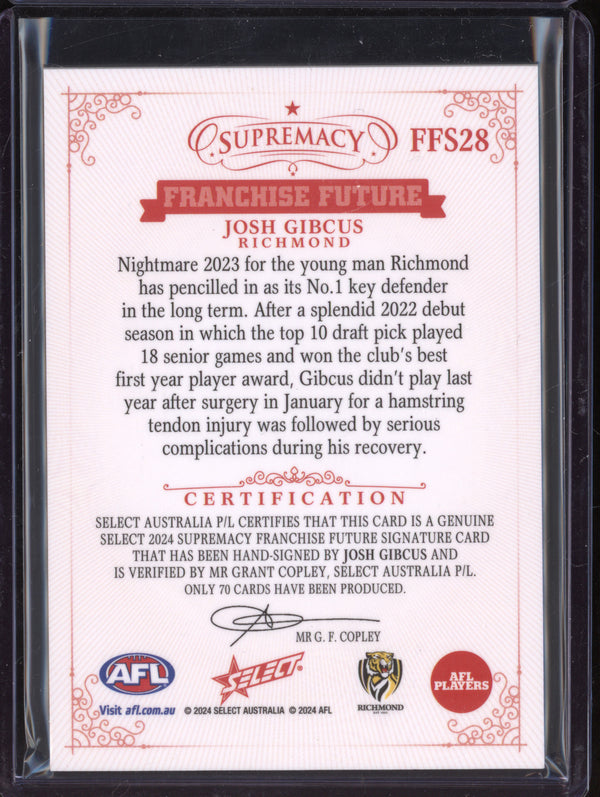 Josh Gibcus 2024 Select Supremacy FFS28 Franchise Future Signatures 37/70