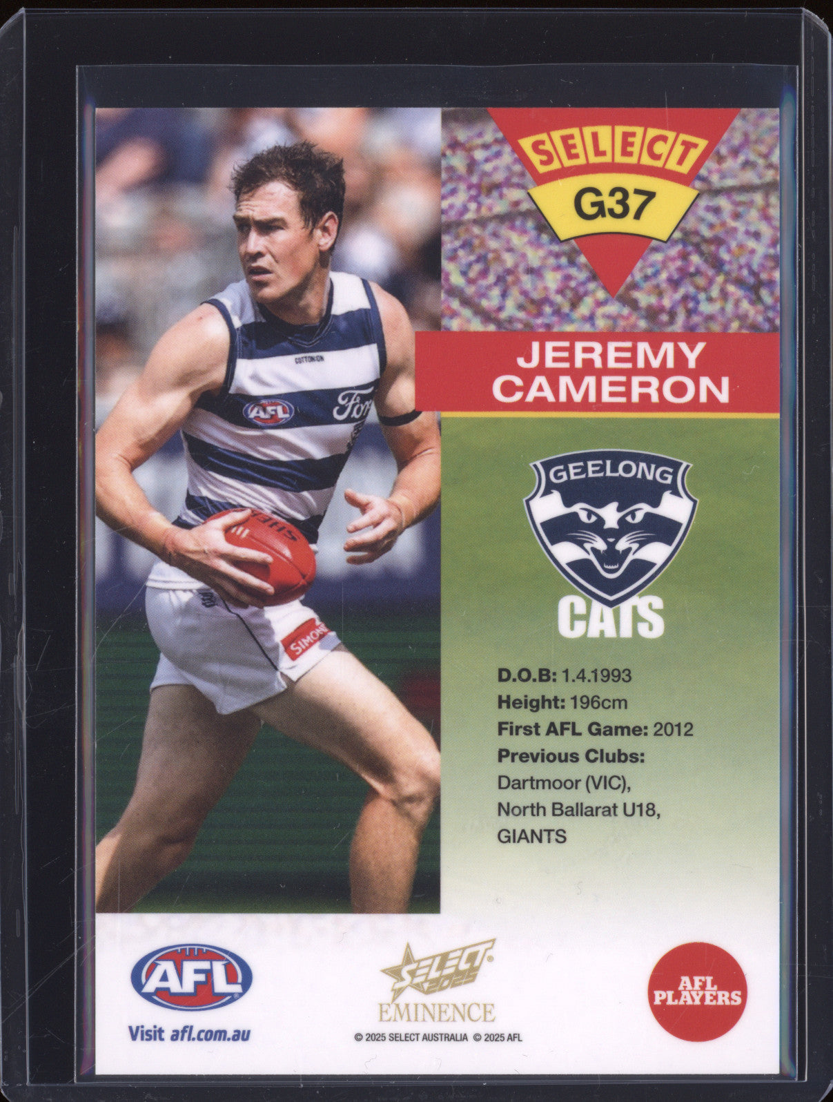 2025 AFL Select Eminence Gold Cards 1994 G37 Jeremy Cameron Geelong 23/50