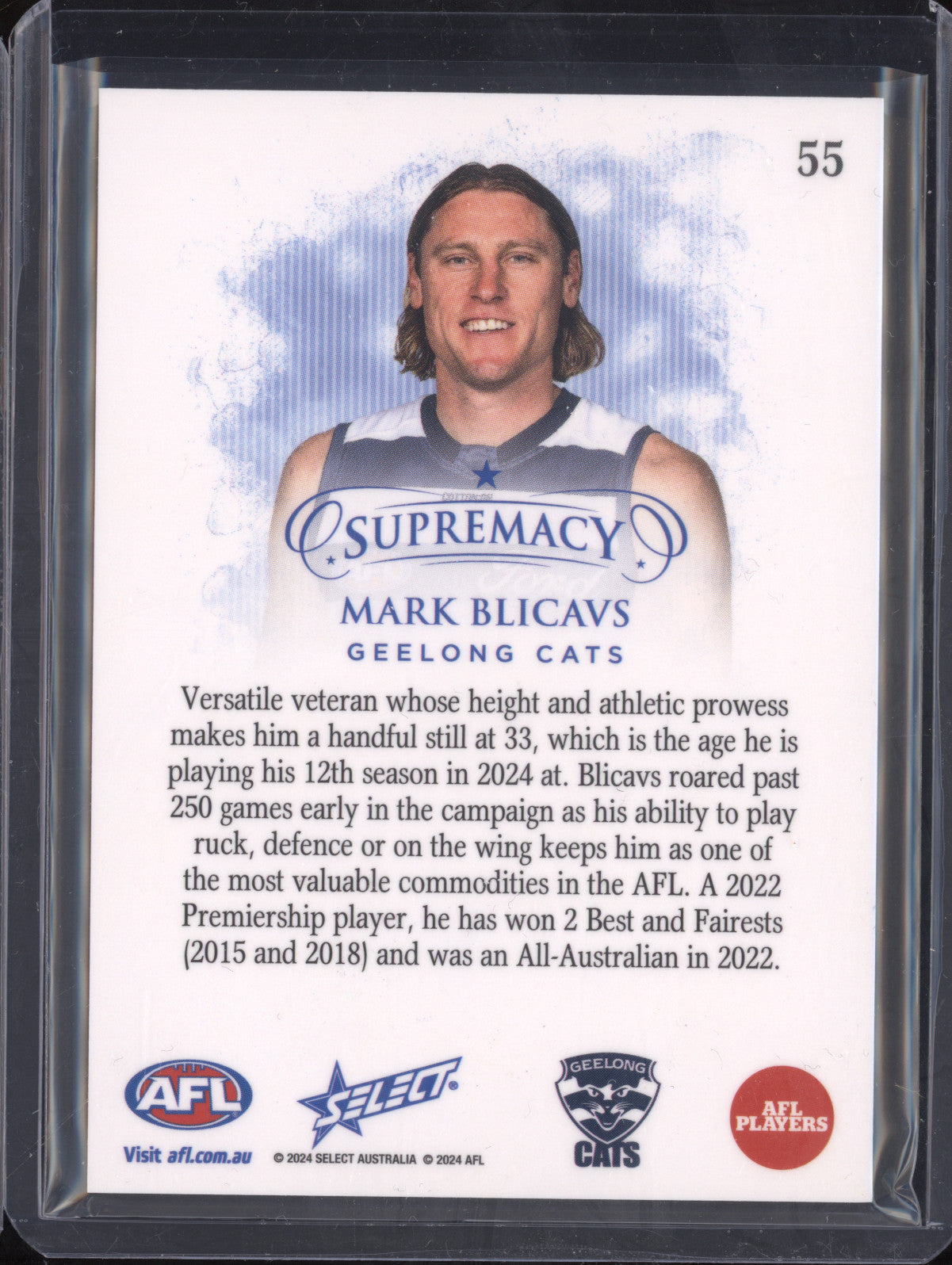 Mark Blicavs 2024 Select Supremacy 55 Blue Portraits 31/65