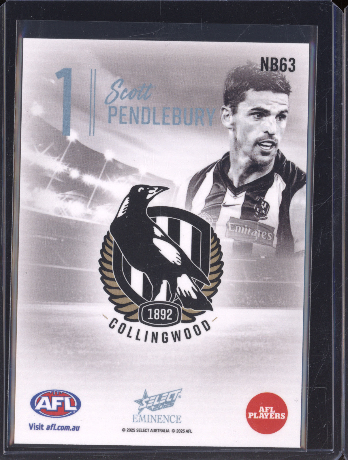 2025 AFL Select Eminence Nameplate Platinum NB63 Scott Pendlebury Collingwood 06
