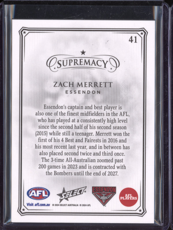 Zach Merrett 2024 Select Supremacy 41 Black Pearl Low 04/35