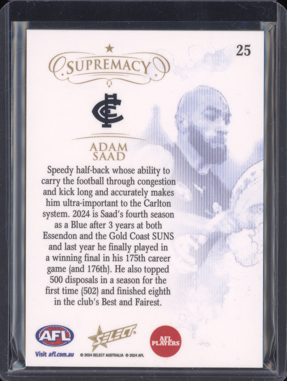 Adam Saad 2024 Select Supremacy 25 Gold 83/95