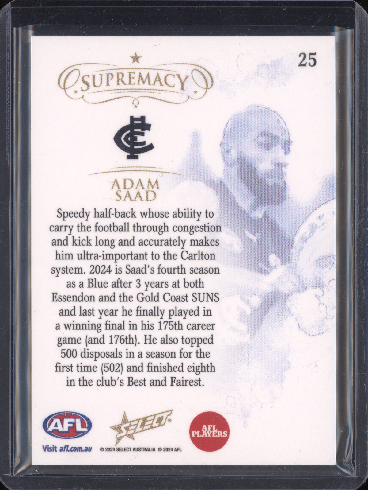 Adam Saad 2024 Select Supremacy 25 Gold 50/95