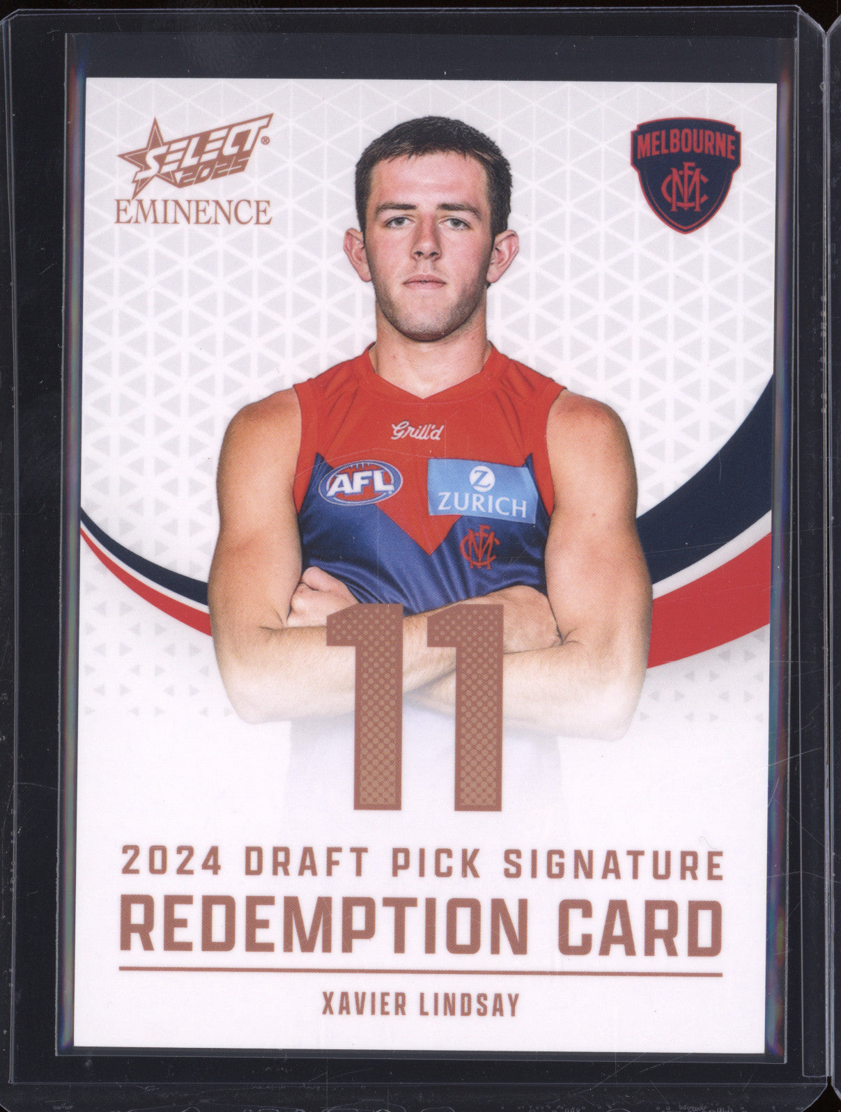 2025 AFL Select Eminence Draft Signature Copper DPSCR11 Xavier Lindsay Melbourne