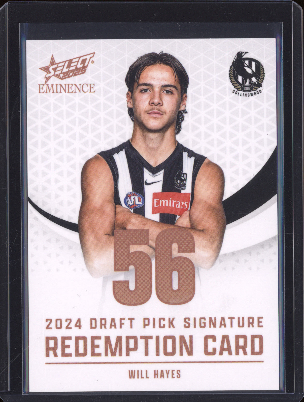 2025 AFL Select Eminence Draft Signature Copper DPSRC56 Will Hayes Collingwood