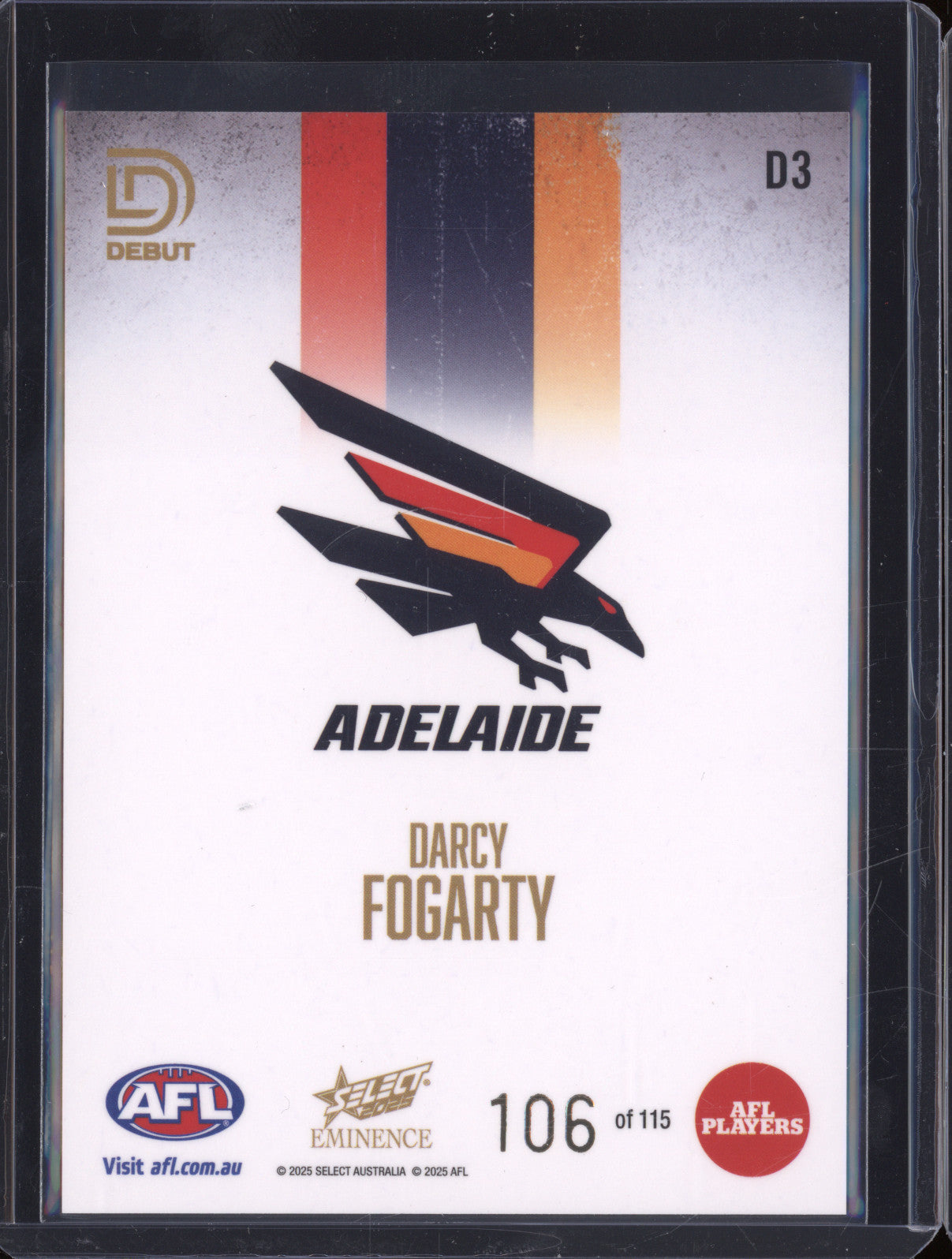 2025 AFL Select Eminence Debut D3 Darcy Fogarty Adelaide Crows