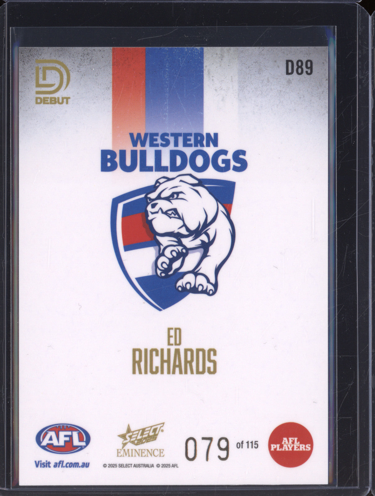 2025 AFL Select Eminence Debut D89 Ed Richards Western Bulldogs