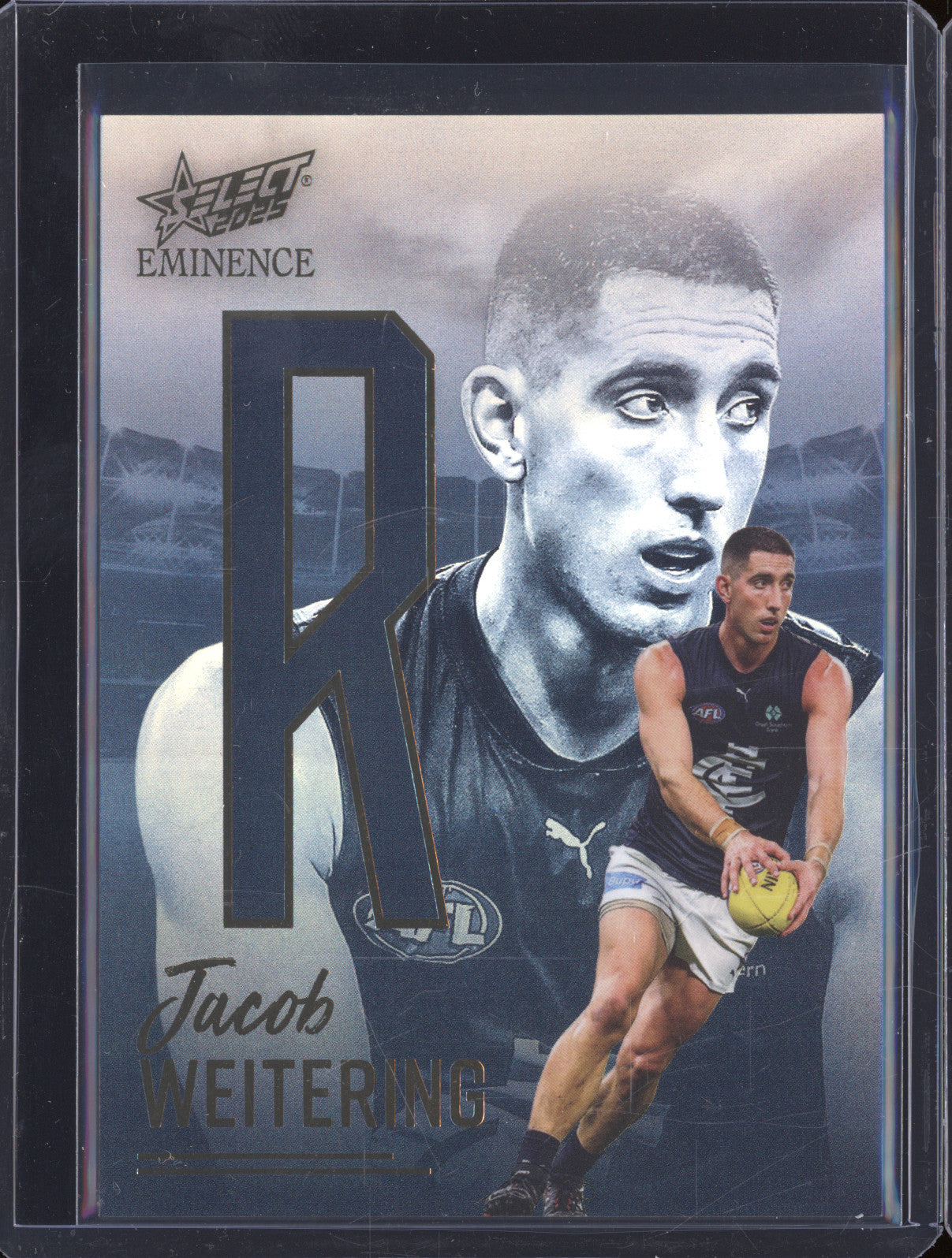2025 AFL Select Eminence Nameplate Gold NG129 Jacob Weitering Carlton LOW 003