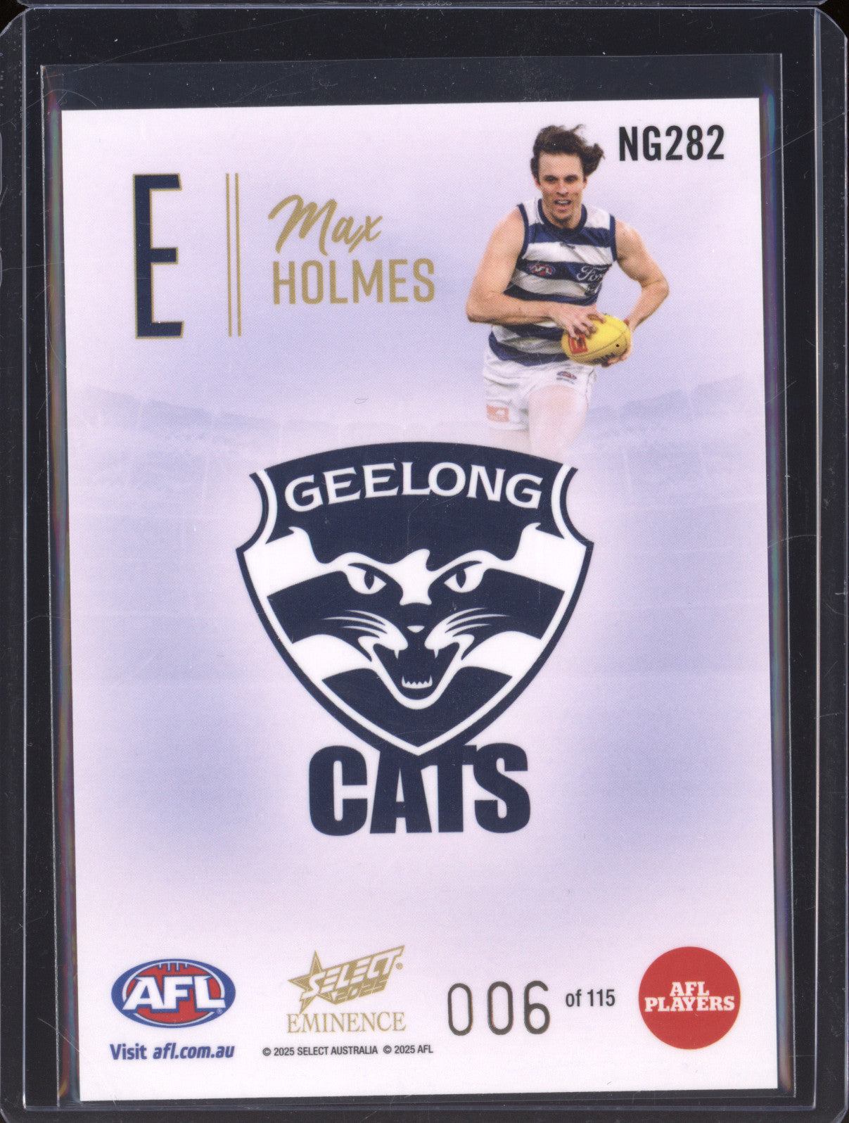 2025 AFL Select Eminence Nameplate Gold NG282 Max Holmes Geelong LOW 006
