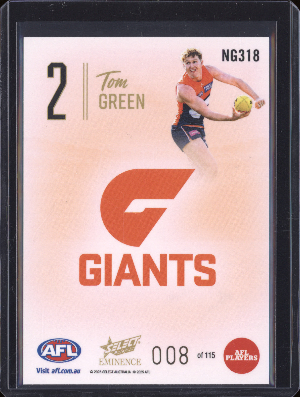2025 AFL Select Eminence Nameplate Gold NG318 Tom Green GWS LOW 008