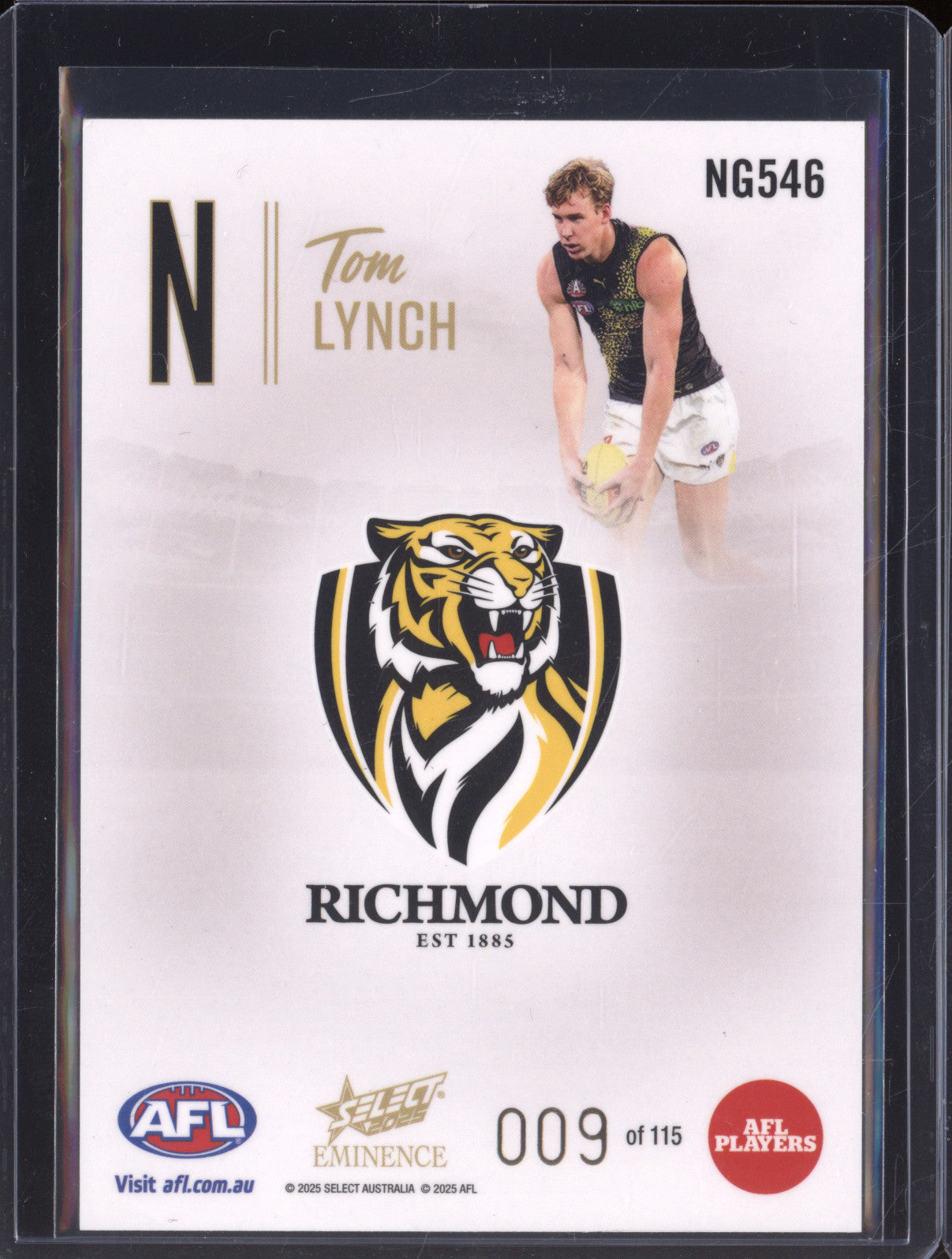 2025 AFL Select Eminence Nameplate Gold NG546 Tom Lynch Richmond LOW 009