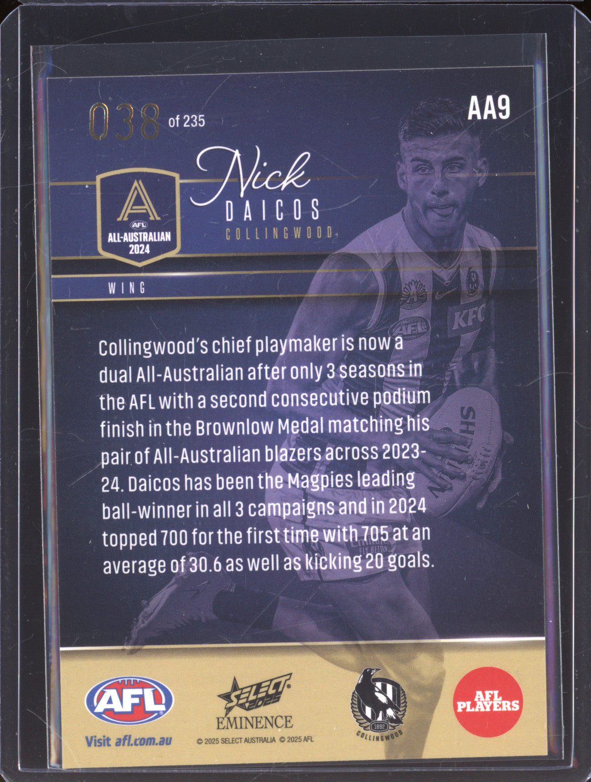 2025 AFL Select Eminence All Australian AA9 Nick Daicos Collingwood