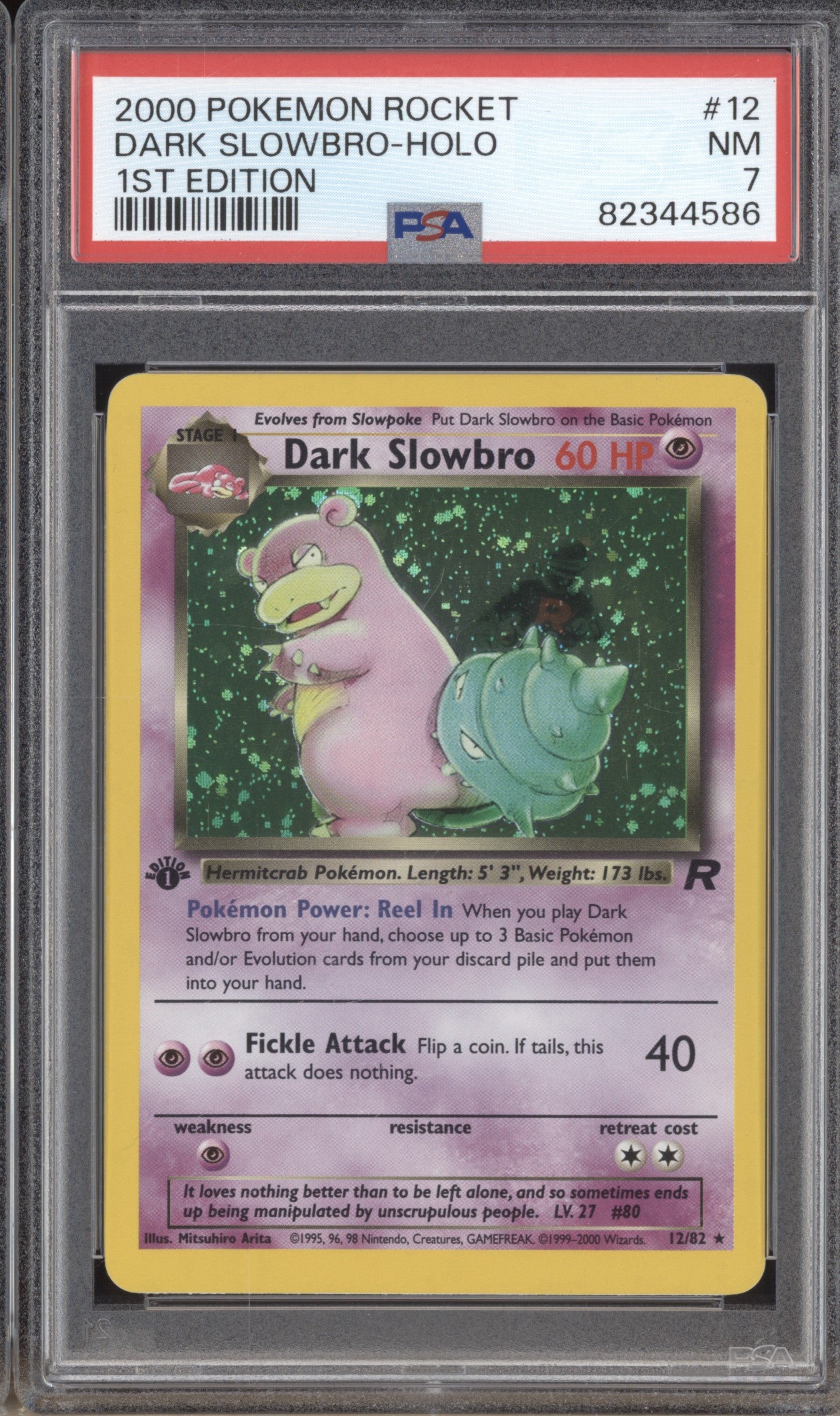 Dark Slowbro 2000 Pokemon Rocket 12/82 Holo 1st Edition PSA 7 ASR