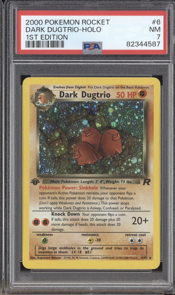 Dark Dugtrio 2000 Pokemon Rocket 6/82 Holo 1st Edition PSA 7 ASR