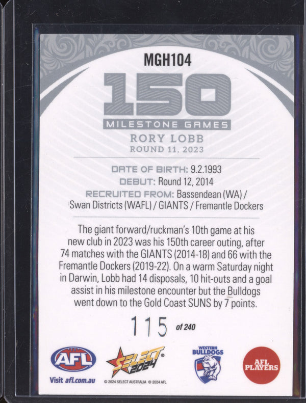 Rory Lobb 2024 Select Footy Stars MGH104 Milestone Hobby 115/240