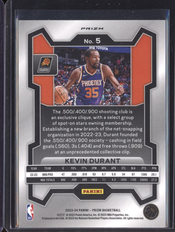 Kevin Durant 2023-24 Panini Prizm 5 Ruby Wave