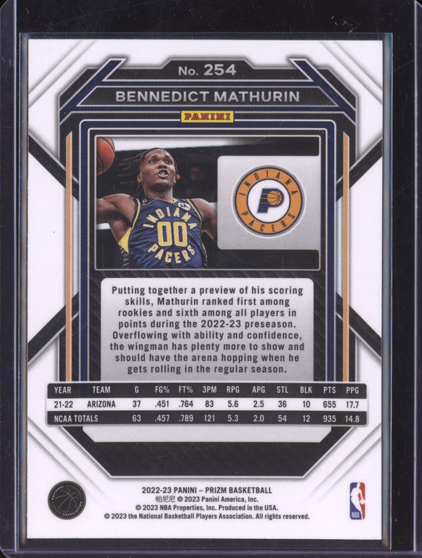 Bennedict Mathurin 2022-23 Panini Prizm 254 RC