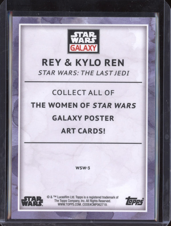 Rey & Kylo Ren 2023 Topps Star Wars Galaxy Chrome WSW-3 Aqua 101/199