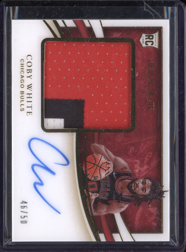 Coby White 2019-20 Panini Immaculate PPA-CBW Premium Patch Autograph RC 46/50