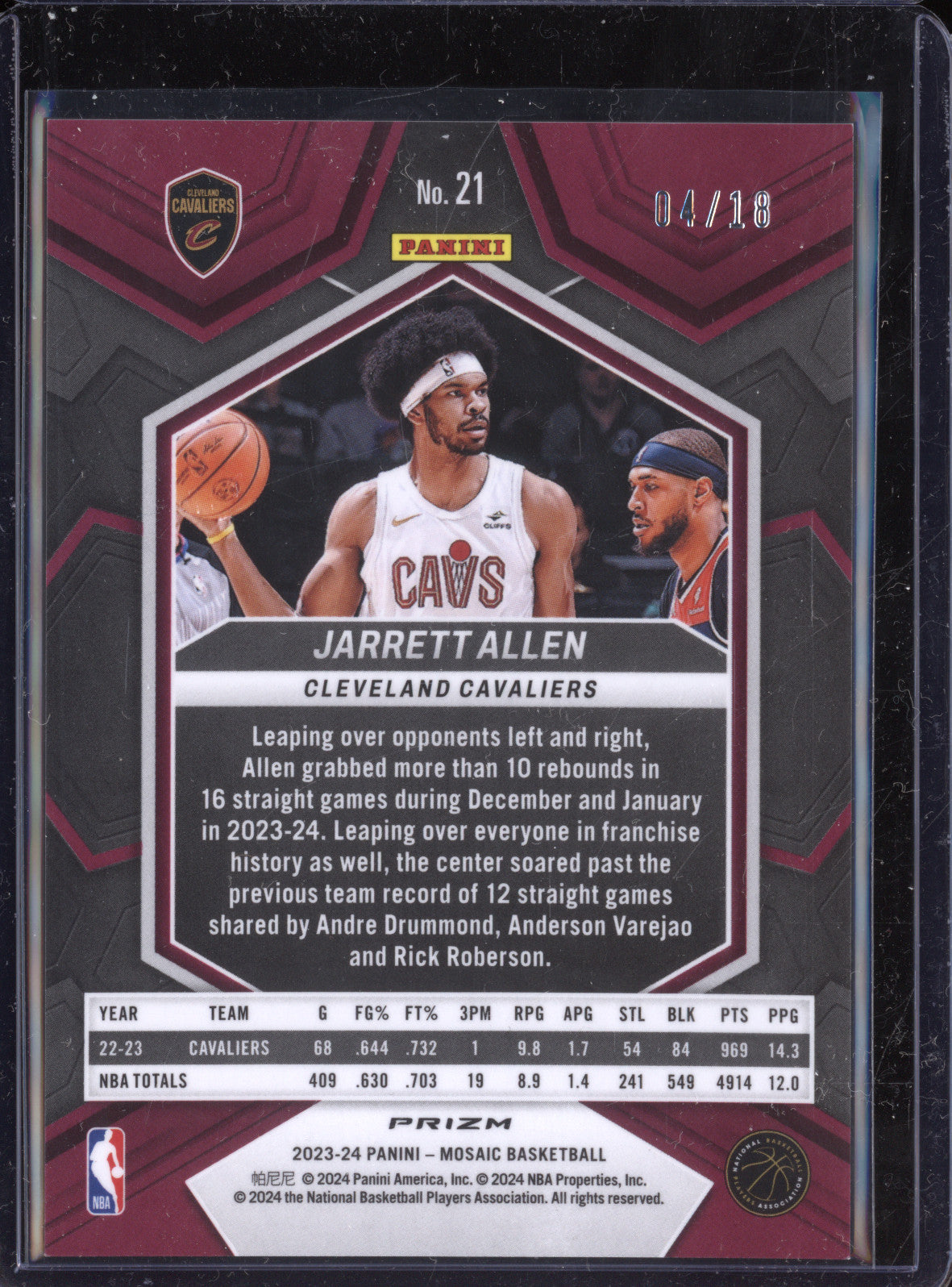 Jarrett Allen 2023-24 Panini Mosaic 21 Green Fusion Choice 4/18