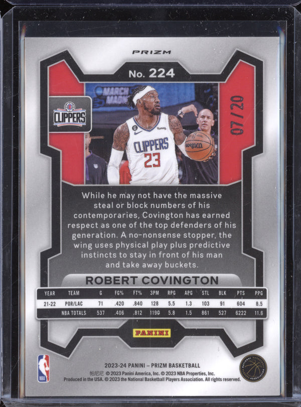 Robert Covington 2023-24 Panini Prizm 224 Cherry Blossom Choice 7/20