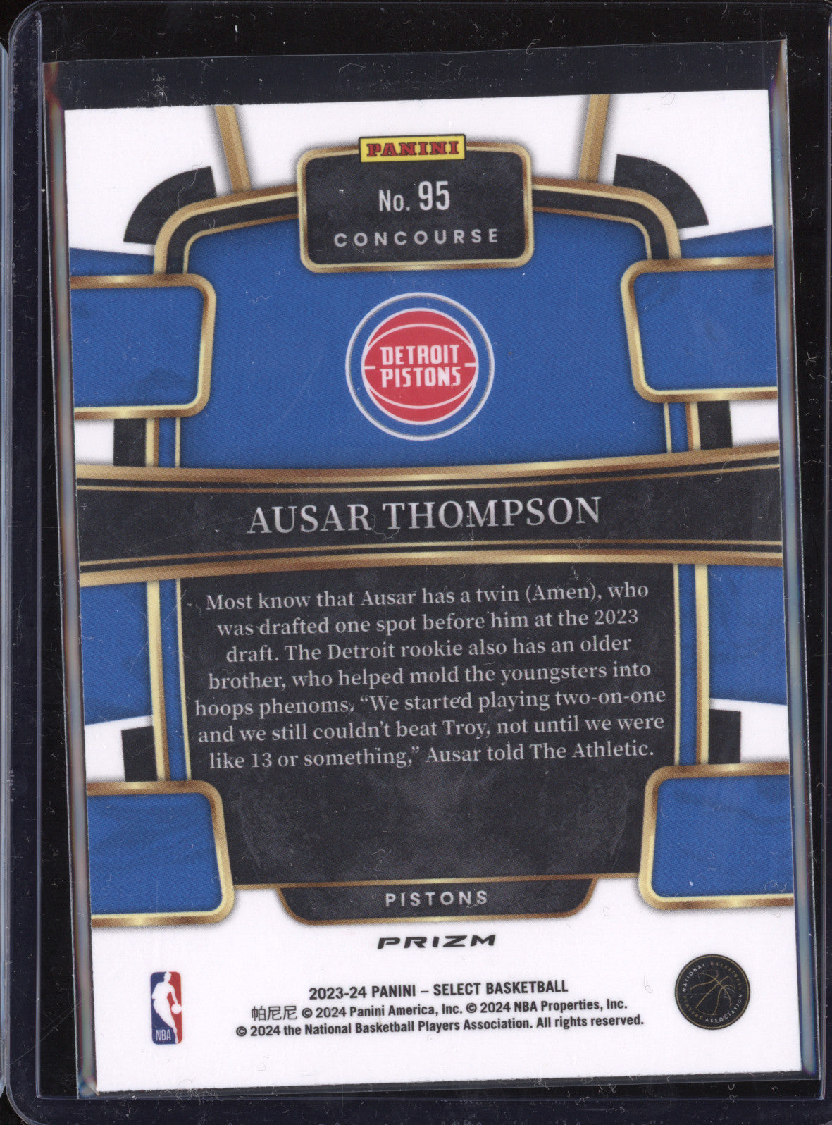 Ausar Thompson 2023-24 Panini Select 95 Tri-Color RC