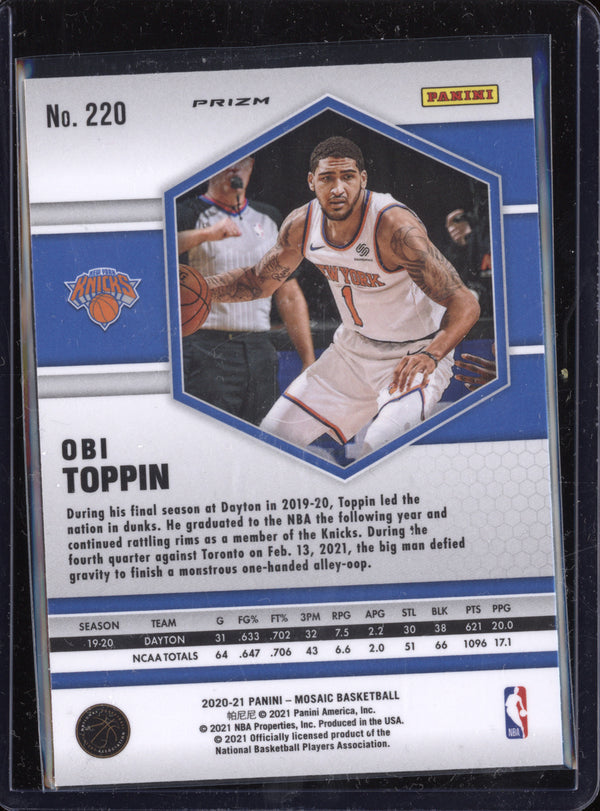 Obi Toppin 2020-21 Panini Mosaic 220 Gold Wave RC