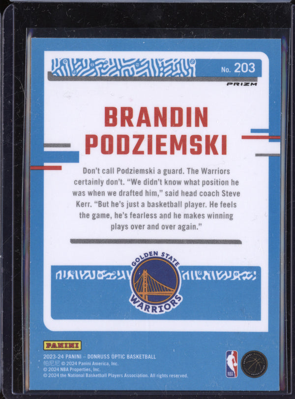 Brandin Podziemski 2023-24 Panini Donruss Optic 203 Red International RC