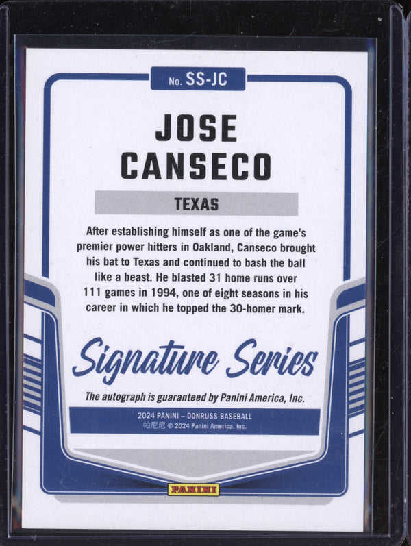 Jose Canseco 2024 Panini Donruss SS-JC Signature Series Purple 43/49