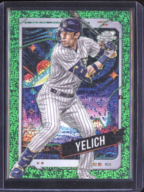 Christian Yelich 2024 Topps Cosmic Chrome 123 Green Space Dust Refractor 23/75