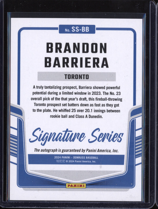 Brandon Barriera 2024 Panini Donruss SS-BB Signature Series Blue 17/75