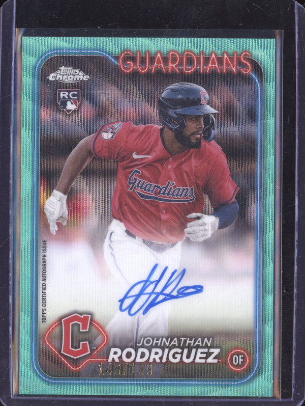 Johnathan Rodriguez 2024 Topps Chrome Update Auto Aqua Wave Refractor RC /199