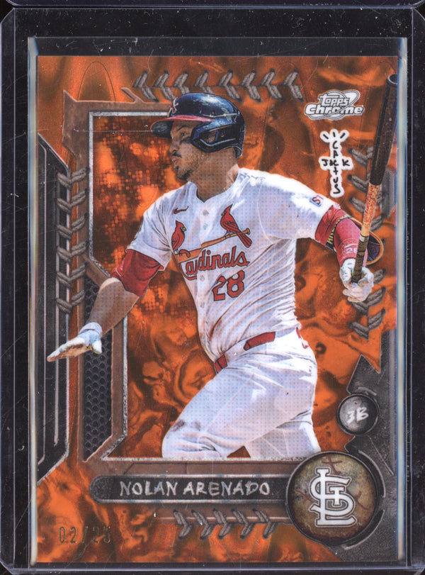 Nolan Arenado 2025 Topps Cosmic Chrome x Cactus Jack 10 Orange Refractor 2/25