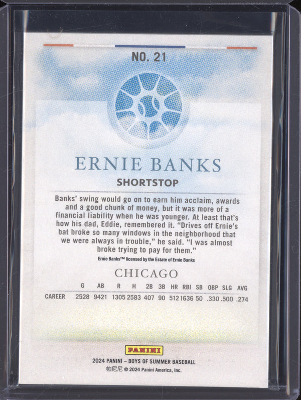 Ernie Banks 2024 Panini Boys of Summer 21 Blue 16/99