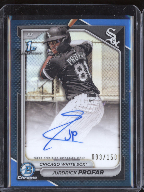 Jurdrick Profar 2024 Bowman Chrome CPA-JPR Blue Refractor Auto 1st RC 93/150