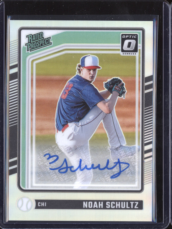 Noah Schultz 2024 Panini Donruss 170 Rated Prospects Optic Signatures RC