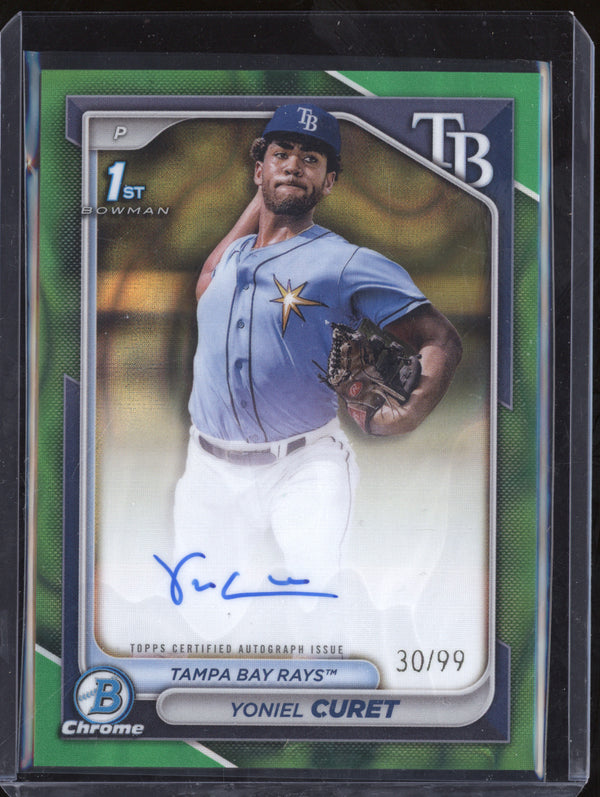 Yoniel Curet 2024 Bowman Chrome CPA-YCU 1st Auto Green Lava Refractor RC 30/99