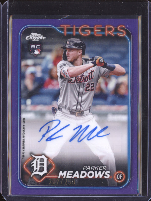 Parker Meadows 2024 Topps Chrome Update AC-PM  Auto Purple Refractor RC 237/250