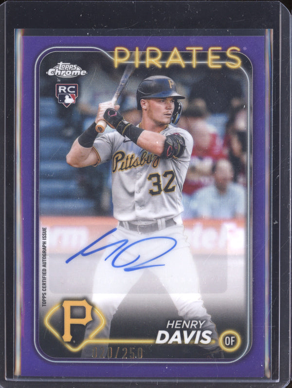 Henry Davis 2024 Topps Chrome Update Auto Purple Speckle Refractor RC 20/250