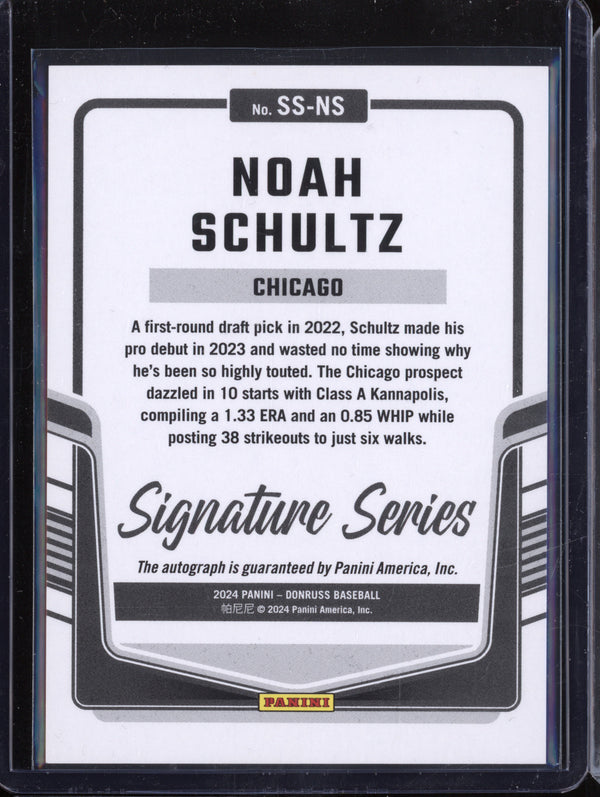 Noah Schultz 2024 Panini Donruss SS-NS Signature Series RC