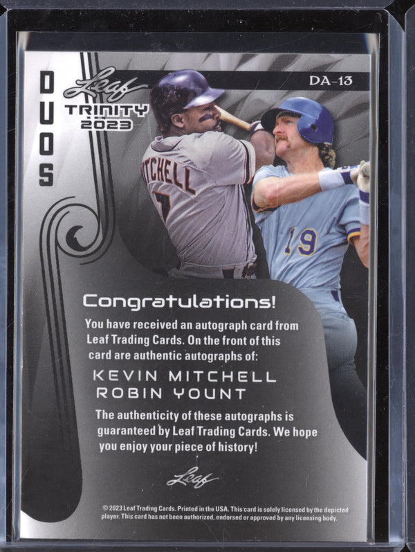 Kevin Mitchell Robin Yount 2023 Leaf Trinity DA-13 Duos Dual Auto Purple 1/1