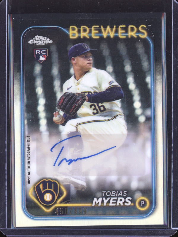 Tobias Myers 2024 Topps Chrome Update Rookie Autograph Refractor RC 450/499