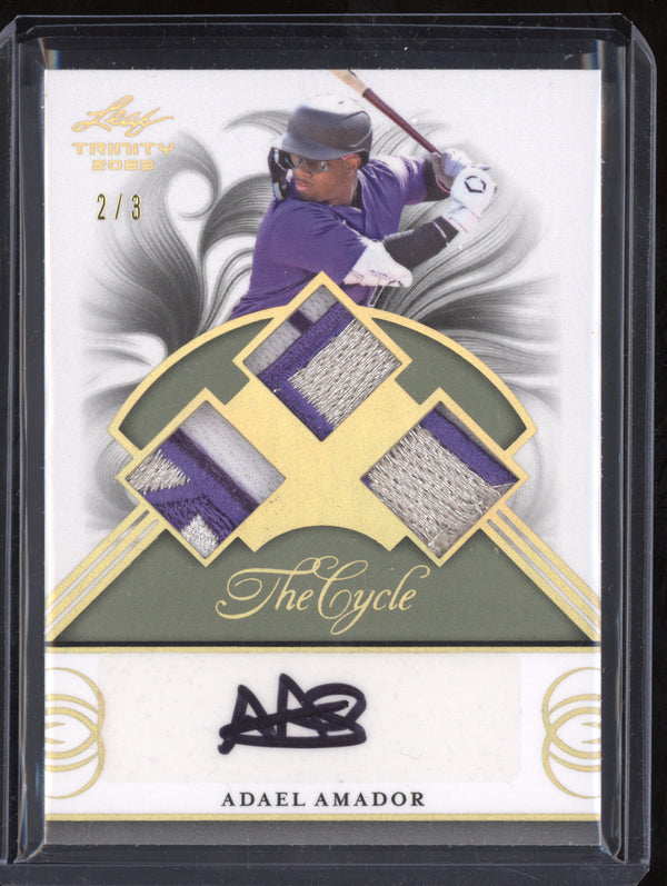 Adael Amador 2023 Leaf Trinity TCT-AA1 The Cycle Triple Patch Auto 2/3