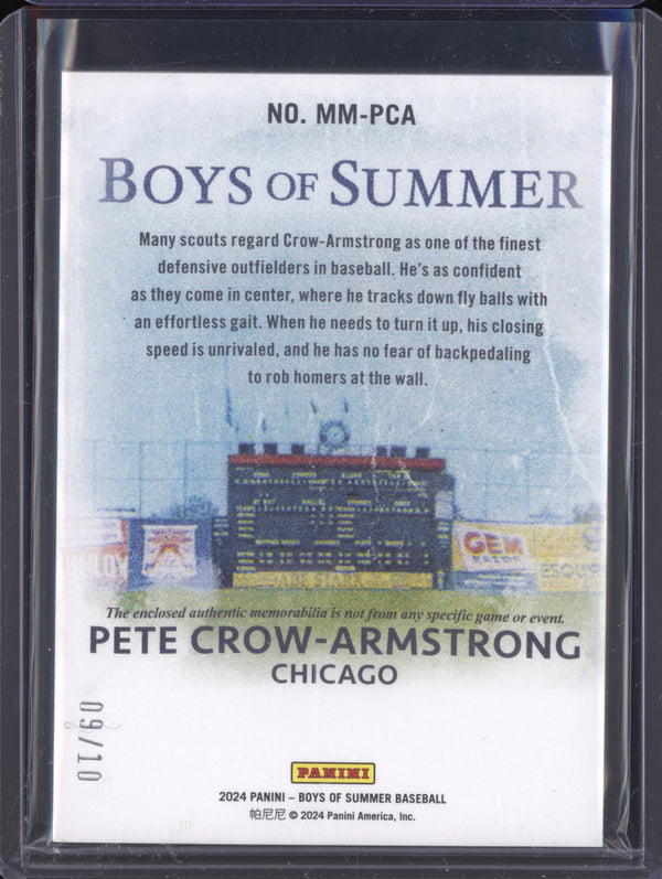 Pete Crow-Armstrong 2024 Panini Boys of Summer MM-PCA Massive Materials 9/10