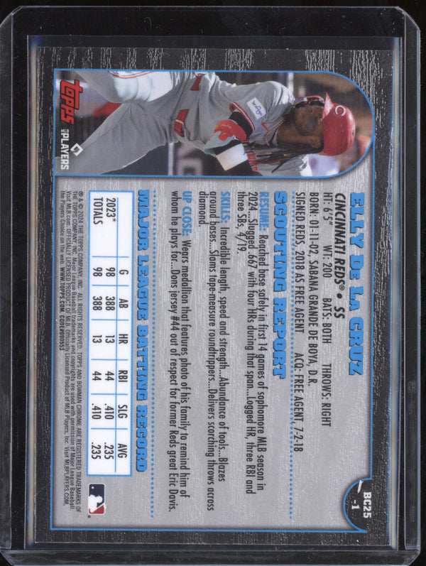 Elly De La Cruz 2024 Bowman Chrome BC25-1 1999 Bowman Chrome 25th Anniversary RC