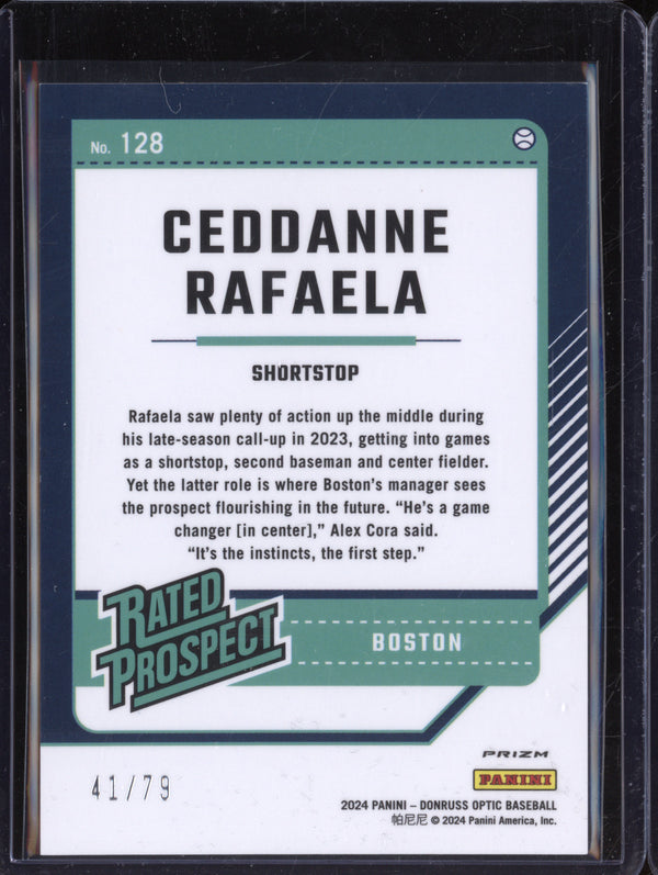 Ceddanne Rafaela 2024 Panini Donruss 128 Optic Pink Velocity RC 41/79