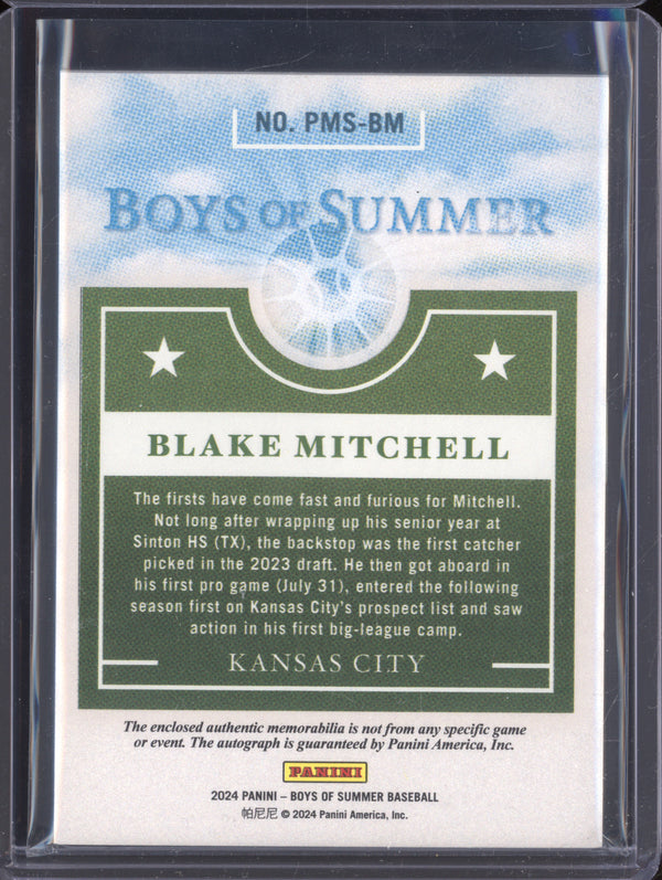 Blake Mitchell 2024 Panini Boys of Summer PMS-BM Prospect Materials Auto Red 12/49