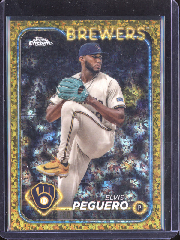 Elvis Peguero 2024 Topps Chrome Update USC63 Mini-Diamonds Gold Refractor 43/50