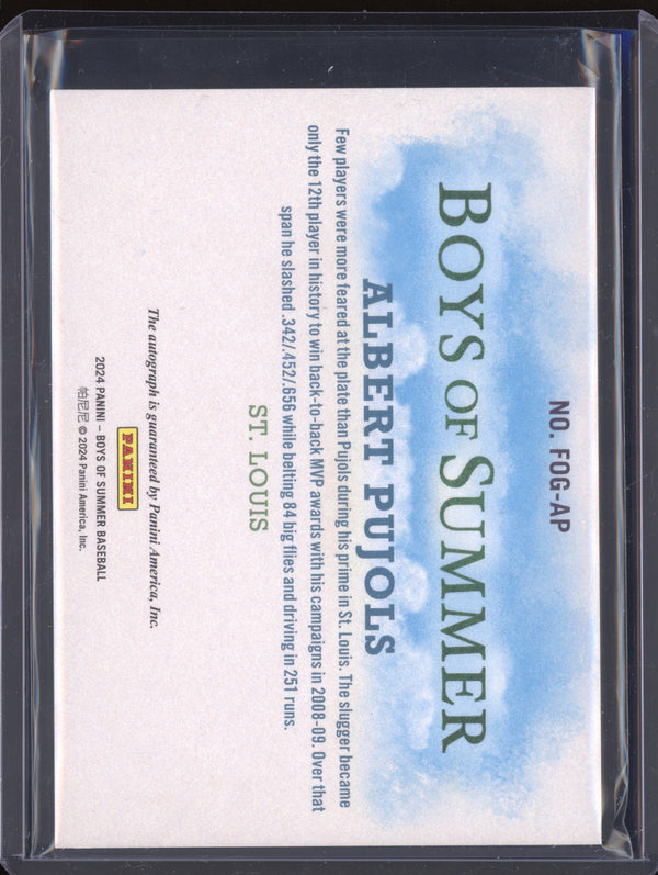 Albert Pujols 2024 Panini Boys of Summer FOG-AP Fabric of the Game Baseball Signature 26/32